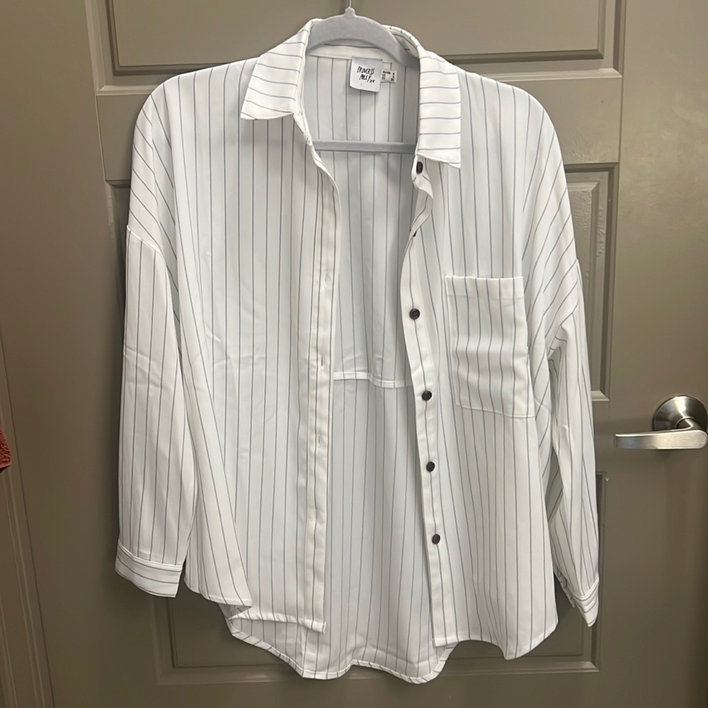 Princess Polly Stripe Beach Button Up | Color: White | Size: 2